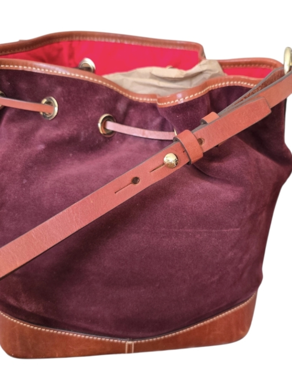 Dooney & Bourke Suede Drawstring Crossbody/Shoulder Bucket Bag In EUC - Picture 11 of 15